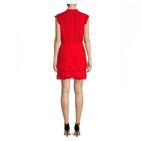 Parker Women’s 0 Tangia 100% Silk Ruffled Tiered Mini Dress in Red Flare - NWT! - Picture 2 of 15